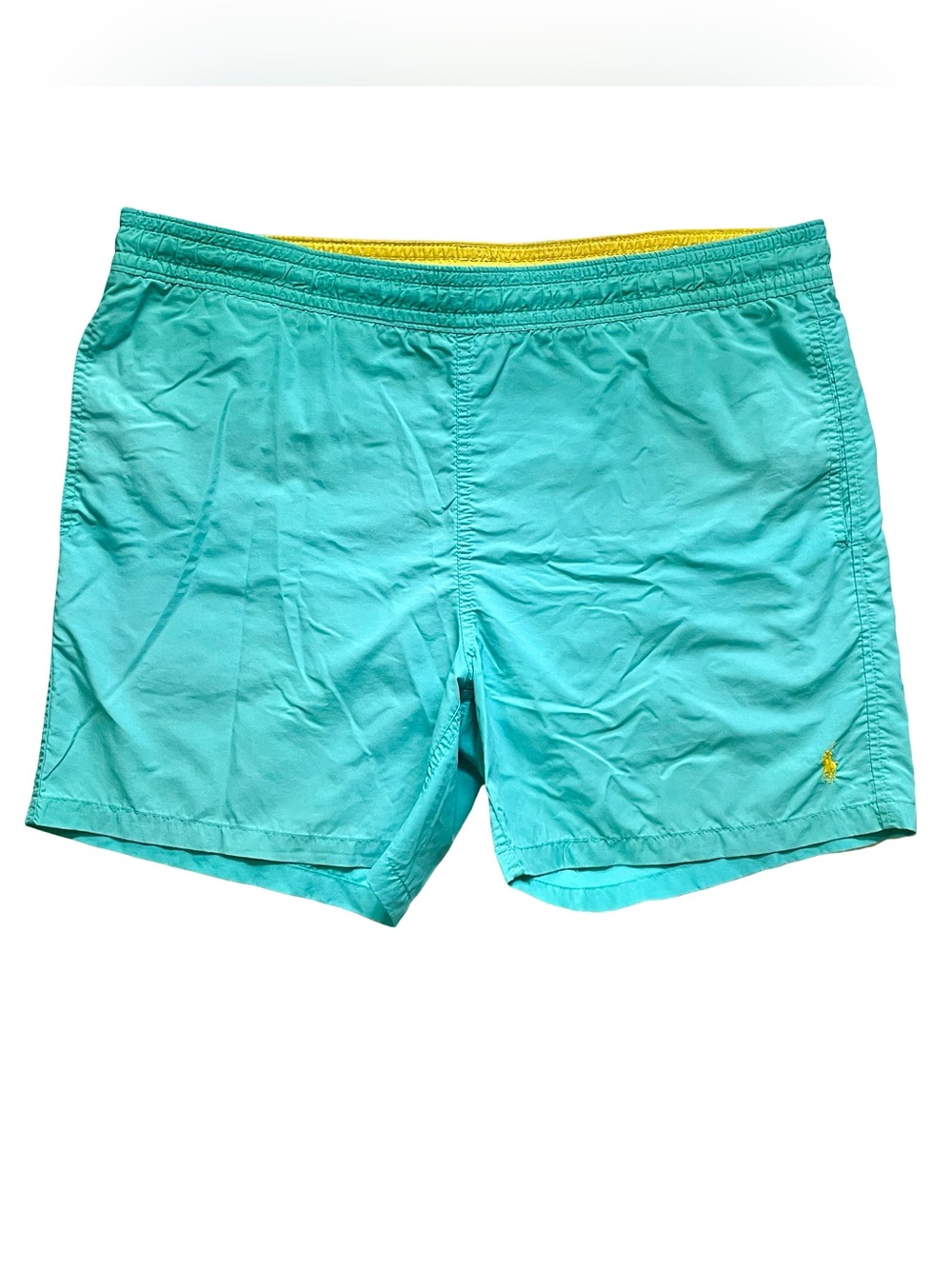 Vintage Polo by Ralph Lauren Men’s Mesh Lined Swim Trunks Yellow Pony